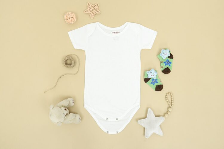 babys white and blue onesie